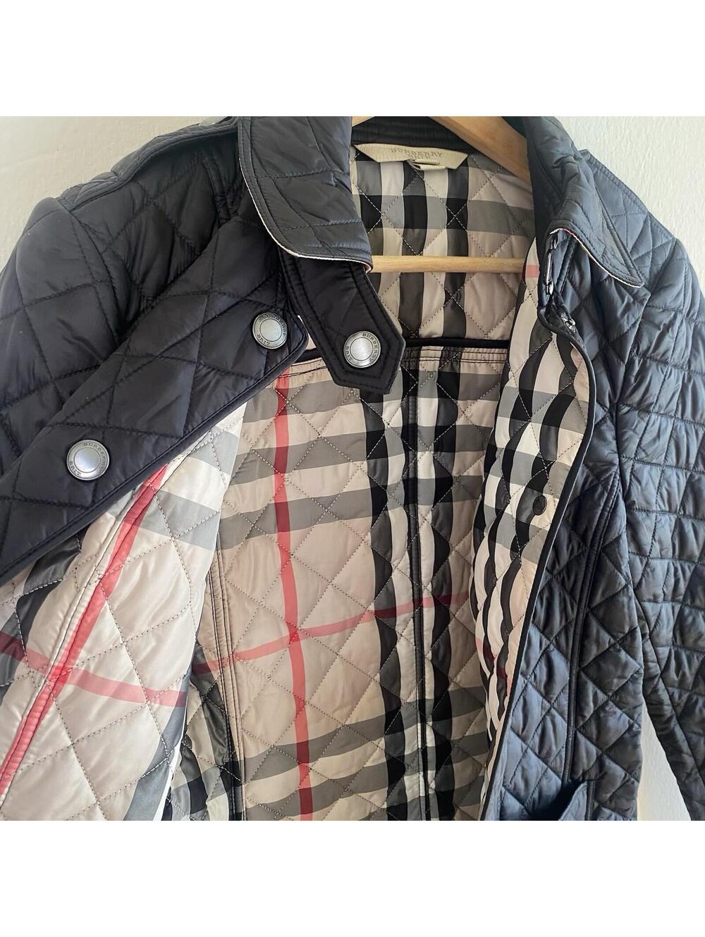 Authentic Burberry Brit Black Quilted Nova Check Jacket SZ S - Picture 7 of 9